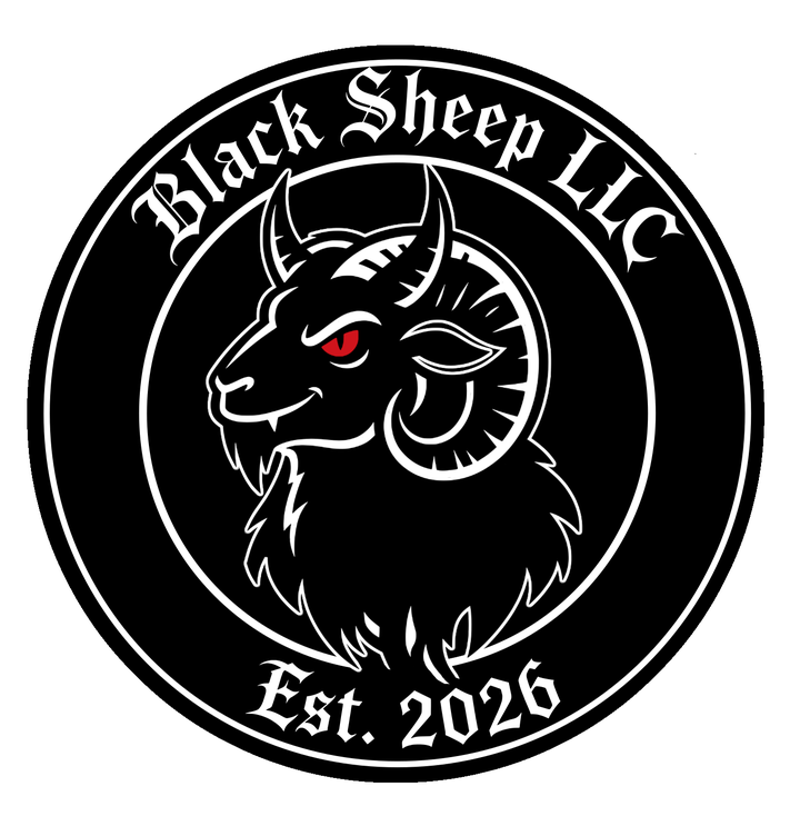 Black Sheep Systems seal: a horned ram's head with a red eye, ringed by the words Black Sheep Systems, Est. 2026.